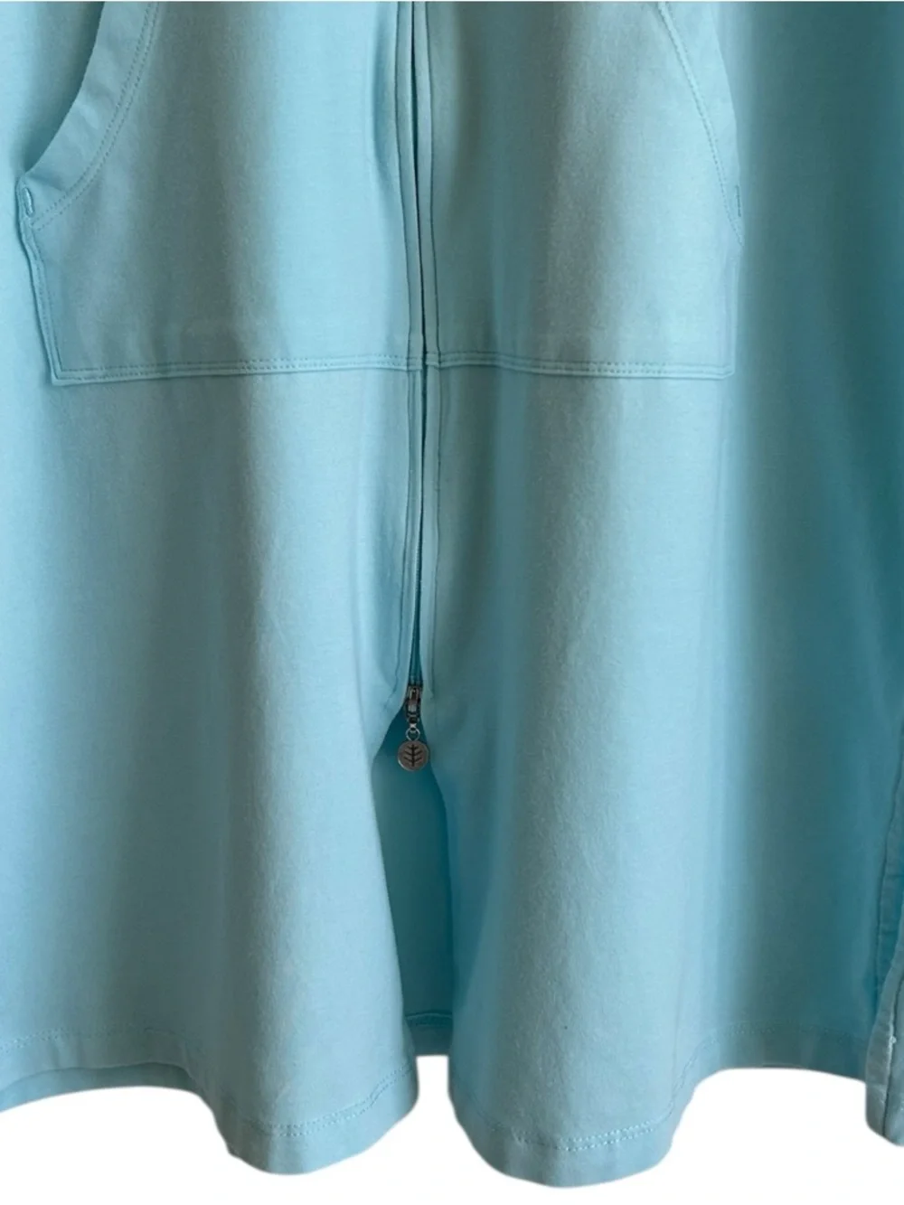 Coolibar Cabana Long Zip Front Hoodie Teal UPF 50+ Sun Protection Top Swim Cover - Picture 7 of 16